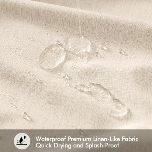 ANRODUO Cream Beige Extra Long Linen Shower Curtain 72x108 Inches with Waterproof Fabric