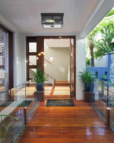 10.5-Inch Outdoor Ceiling Light with Motion Sensor Flush Mount Exterior Fixture