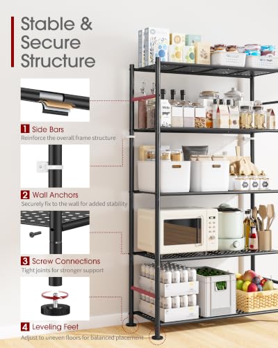 Garage Shelving Unit 5-Tier Heavy Duty Metal Storage Shelves Black 30.7 x 10.6 x 58 Variation of THIS listing