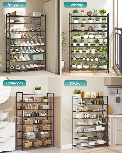 SONGMICS Black 8-Tier Metal Shoe Rack Vertical Organizer Holds 40 Pairs
