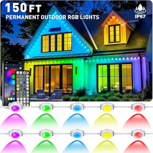 150FT Outdoor RGB LED Light Strips with App Control Waterproof IP67 Halloween Christmas