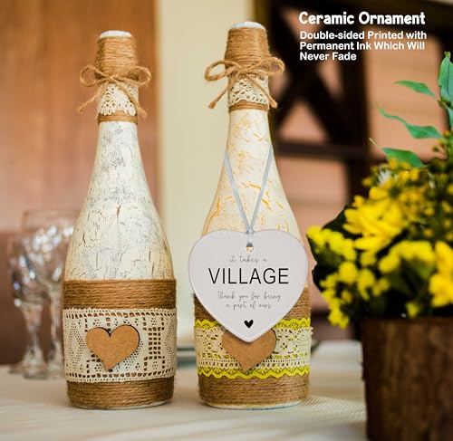 Ceramic Heart Ornament - It Takes a Village Gift - Thank You for Being Part of Ours (137 Variation) White Keepsake
