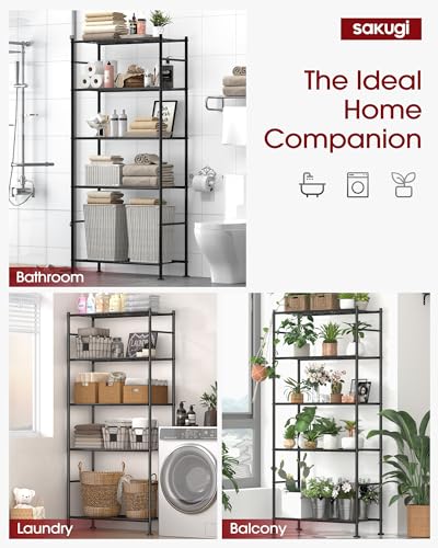 Sakugi 2-Pack Heavy-Duty Steel Garage Shelves 33.5 x 12.6 x 72 inches, Black - 5-Tier Storage Racks