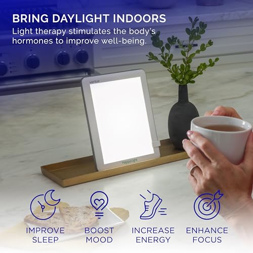 UV-Free Light Therapy Lamp 10,000 Lux Full Spectrum LED Wake Up Light