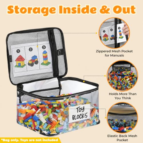 6-Pack Extra Large Clear Toy Storage Bags with Zippers, TPU