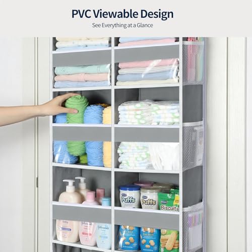 Grey 5-Tier Over The Door Organizer with 10 Compartments & Clear Window