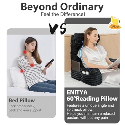 ENITYA 22" XL Back Pillow for Bed Sitting Up with Armrests & Big