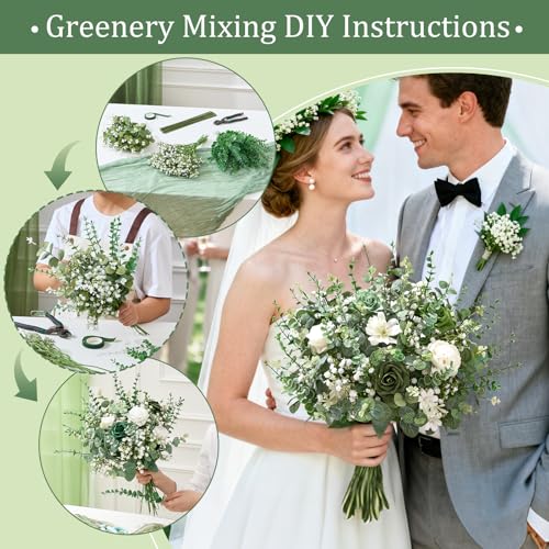 100PCS Mixed Eucalyptus Stems with Baby's Breath - DIY Home Decor Arrangement