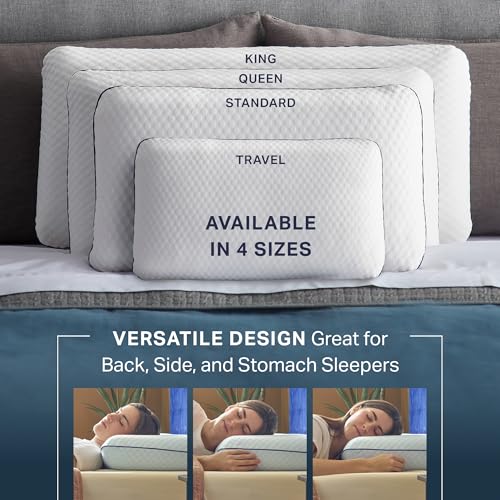 King Size Cooling Gel Memory Foam Pillow with Washable Cover - Support for Side & Back Sleepers
