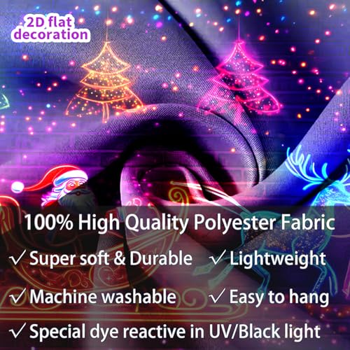 Santa Claus 5 Black Light Tapestry, 90" L x 70" W, UV Reactive Wall Hanging