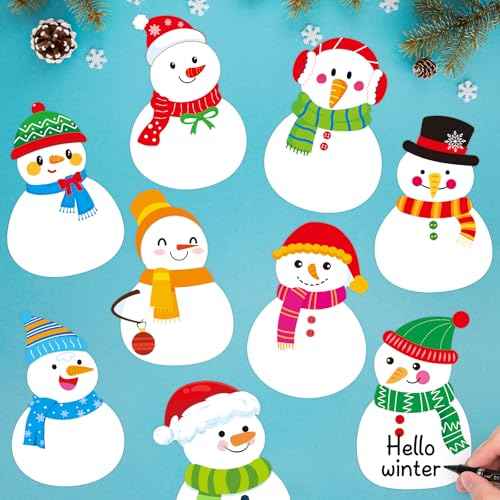 45 Pcs Snowmen Cutouts for Bulletin Board - Winter Classroom Christmas Party Decoration