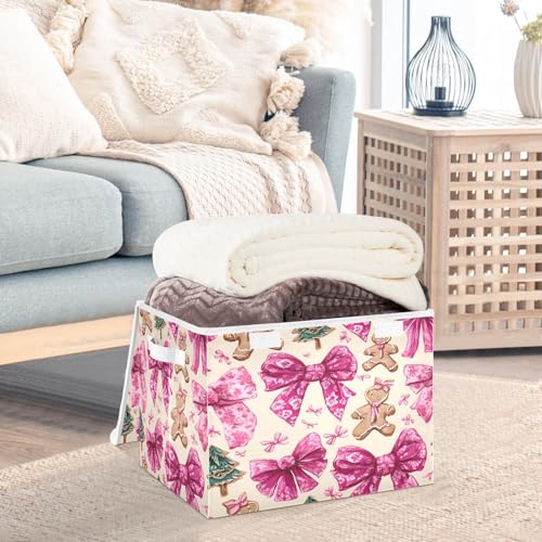 Bolaz Christmas5 Storage Bins with Lids Handles Collapsible Organizers, 12.6x16.5 Inches