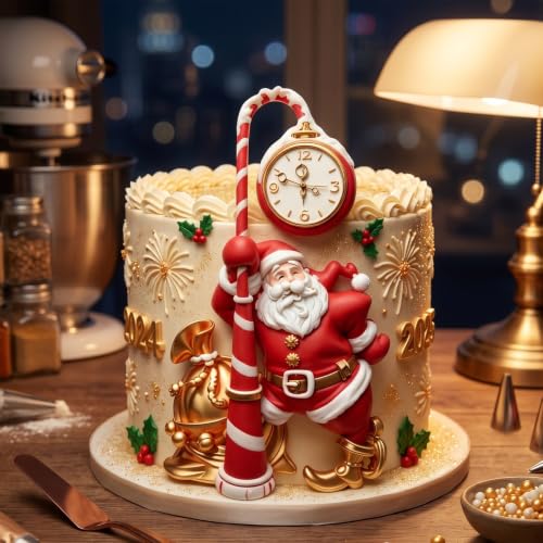 Christmas Santa Claus Silicone Fondant Mold – Vintage Clock Style K