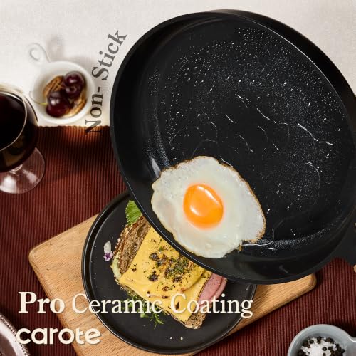 Ceramic Cookware Set 16pcs with Non-Toxic Nonstick Pans & Lids - Black