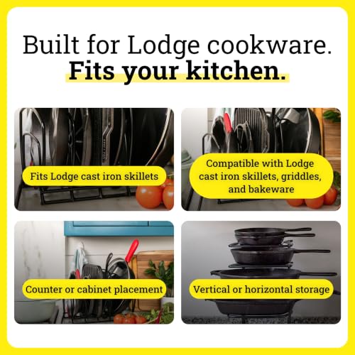 Lodge 5-Tier Matte Black Cookware Organizer Rack - Countertop Storage