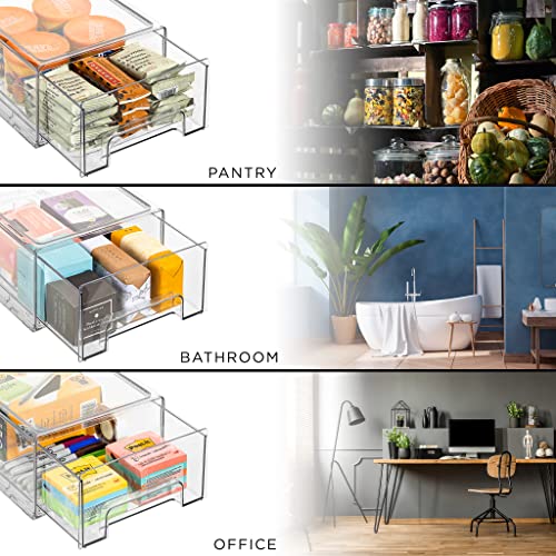 Sorbus Clear Stackable Refrigerator Drawer Organizers - Medium, 2 Pack