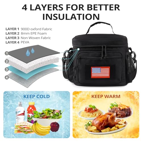 ATRIPACK Black Medium Tactical Lunch Box 12L Leakproof Cooler with Pockets