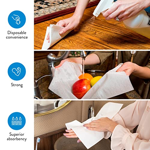 AH American Homestead Quilted Soft White Disposable Guest Towels 200 Count, 12 x 17 inches