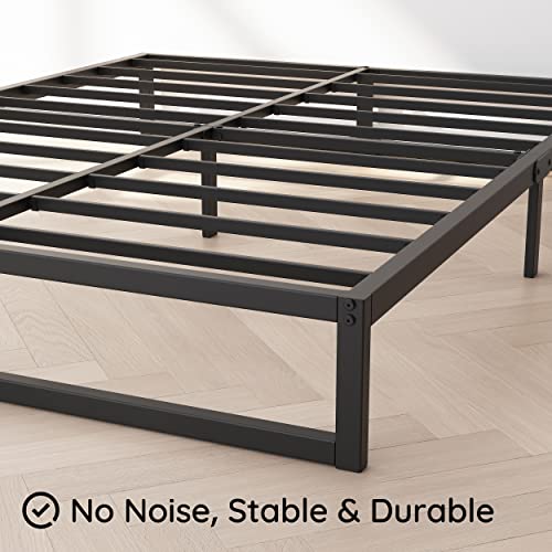 Richwanone 8 Inch Queen Metal Bed Frame - Heavy Duty Platform Bed, Noise-Free, Easy Assembly, Black