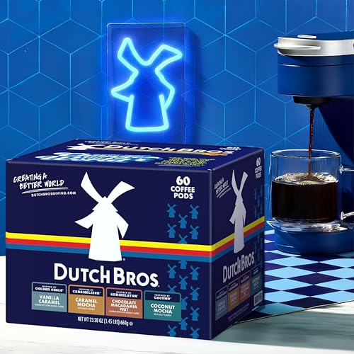 Dutch Bros Flavored Coffee Pods Variety Pack - 60 Count, Medium Roast, 4 Flavors
