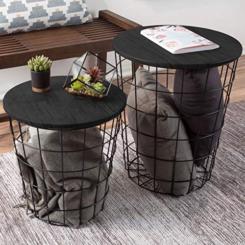 Lavish Home Black Nesting End Tables Set of 2 – Stylish Living Room Side Tables