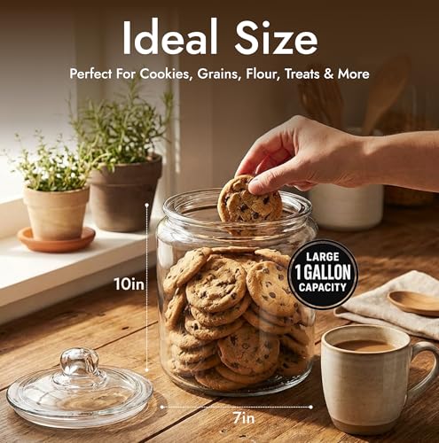 Gallon Glass Cookie Jar with Airtight Lid - 1 Pack