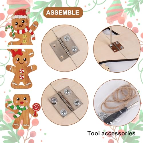 Whaline 41.7in Christmas Gingerbread Man Wooden Porch Sign Holiday Welcome Decor