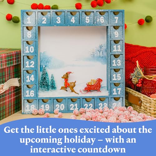 Woodpeckers 2024 Wooden Advent Calendar Shadow Box, 13x13 Inch, Empty Craft Christmas Decor