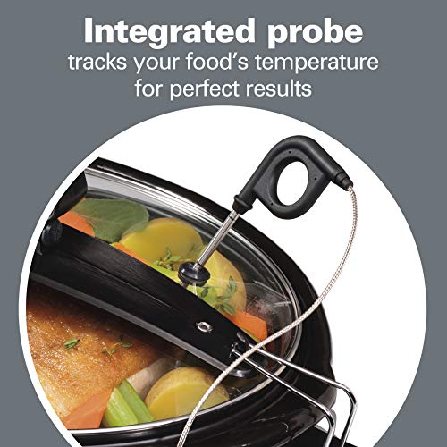 Hamilton Beach Temp Tracker 6-Quart Programmable Slow Cooker with Probe - Black Stainless