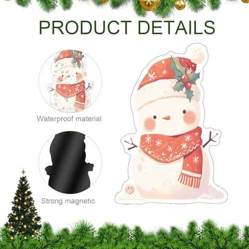 12pcs Snowman Refrigerator Magnets, Christmas Magnets for Fridge Cute Snowman Magnetic Decorations Decorative Holiday Magnets Winter Fridge Sticker for Xmas Party Decor