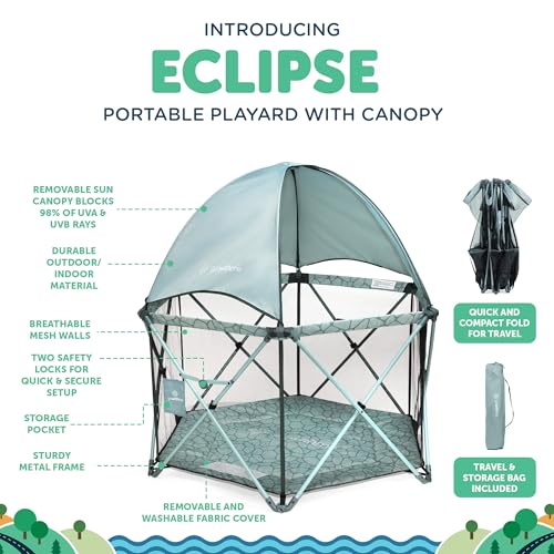 Baby Delight Go With Me Eclipse Deluxe Portable Playard - Green Garden Variation