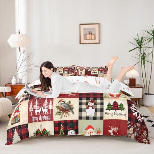 Castle Fairy Xmas Theme Bedding Set Full 80x90 with Christmas Tree & Deer Pattern