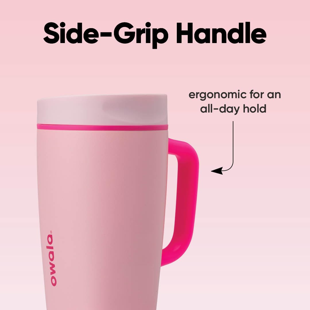 Owala SmoothSip Slider Stainless Steel Insulated Travel Mug with Handle, 100% Leak Proof, For Hot and Cold Drinks, Travel Friendly with Sliding Lock Lid, 12oz, BPA Free, Leak Proof, Pucker Up