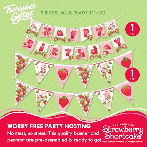 Treasures Gifted Licensed Strawberry Shortcake Party Decorations Set for 16 Guests - Baby Shower & Birthday Supplies