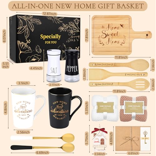 Maustic Multicolor Housewarming Gift Basket - 14 Pcs New Home Gift Set for Homeowners & Couples