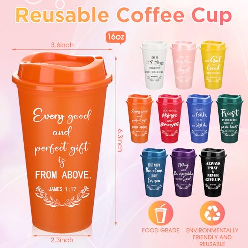 Skylety 40 Pack Christian Gift Cups with Lids, Multicolor 16 oz