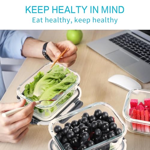 10 Pack Glass Food Storage Containers - 22 OZ Airtight Meal Prep Lids