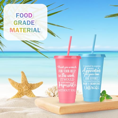 Cute Style 80 Pcs Thank You Gifts Bulk 24 oz Plastic Tumblers with Lids & Straws