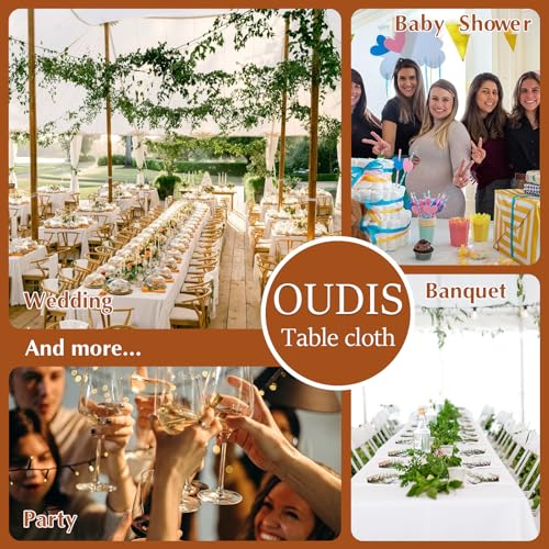 OUDIS Black Table Cloth Rectangle 2 Pack 60 x 102 Inches Stylish Polyester Fabric Table Covers for Wedding, Party, Banquet Perfect for 6ft Tables and Every Occasion