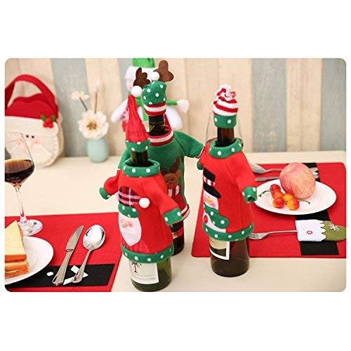 Christmas Wine Sweater - Ugly Santa, Reindeer and Snowman Cover for Red Wine Bottles - Christmas and New Year Party Decoration (3Pcs)
