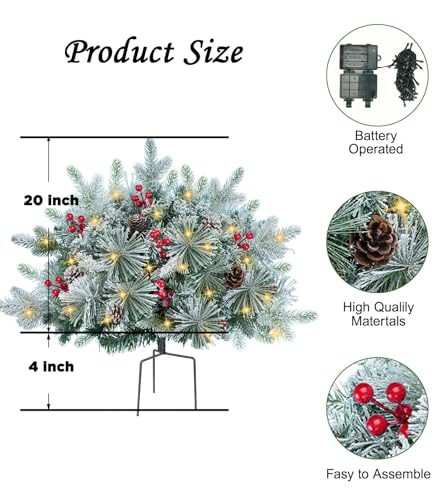 20" Outdoor Christmas Urn Filler with Lights - Realistic Artificial Tree