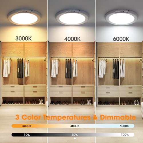 Gotopceed 2-Pack Rechargeable Motion Sensor Ceiling Lights with 3 Color Temperatures