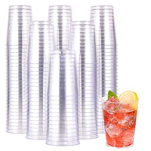Disposable Clear Plastic Cups 10 oz - Pack of 200 - Elegant & Durable