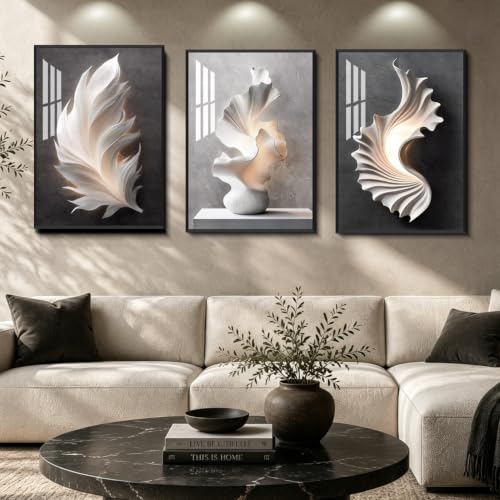 MuSeek 3-Piece Framed Abstract Wall Art Set 16x24 Inches Modern Living Room Decor