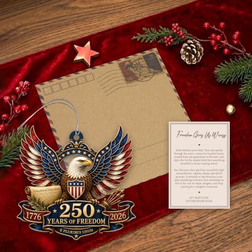 DuduCraft 250 Eagle USA Flag Patriotic Christmas Ornament - 250th Anniversary