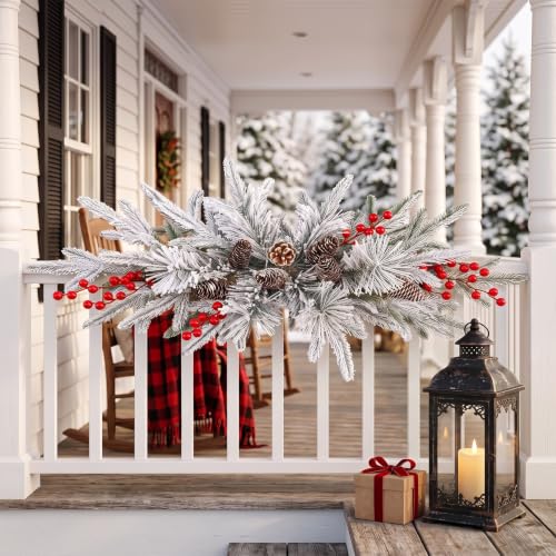 Riceshoot 4 Pcs Christmas Swag Outdoor 30 Inch Artificial Snowflake