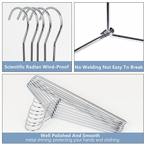 Amber Home 30 Pack Heavy Duty Metal Chrome Coat Hangers, Space-Saving & Durable