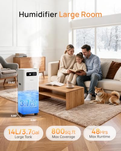 YOKEKON 3.7Gal/14L Humidifier Large Room Whole House 800ft²