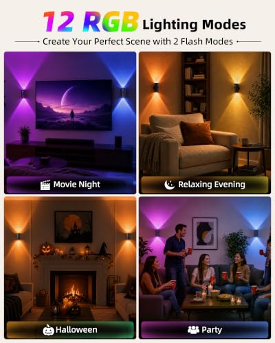 Rechargeable Motion Sensor Wall Light - Black, 4 Pack LED Sconces