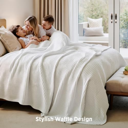 Cooling Waffle Blanket for Hot Sleepers - Ivory King 104 x 90 Inches Variation 01